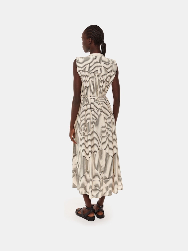 Whistles White Angled Stripe Ilana Dress - Image 2 of 5