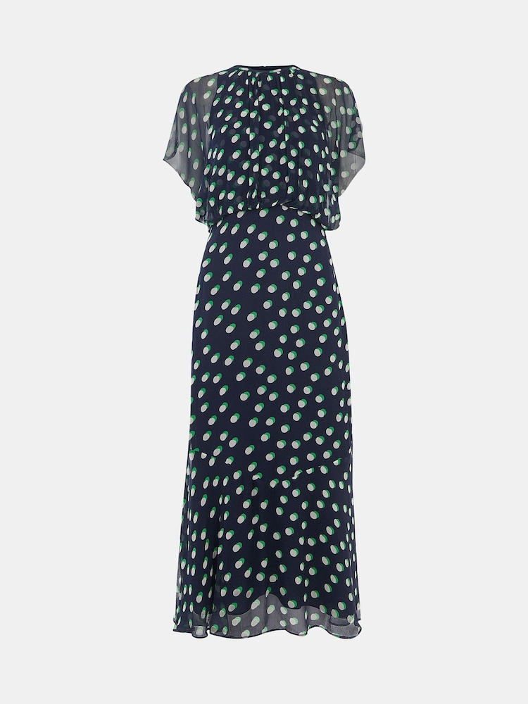 Whistles Blue Moon Spot Print Midi Dress - Image 5 of 5