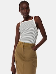 Whistles Straight Neck Stripe White Vest - Image 3 of 5
