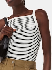 Whistles Straight Neck Stripe White Vest - Image 4 of 5