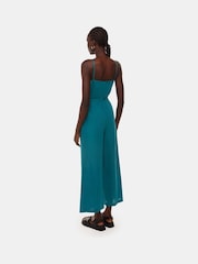 Whistles Blue Wrap Front Linen Jumpsuit - Image 2 of 5