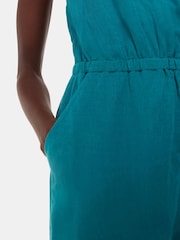Whistles Blue Wrap Front Linen Jumpsuit - Image 3 of 5