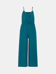 Whistles Blue Wrap Front Linen Jumpsuit - Image 5 of 5