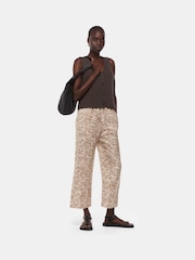 Whistles White Palm Print Linen Blend Cropped Trousers - Image 1 of 3