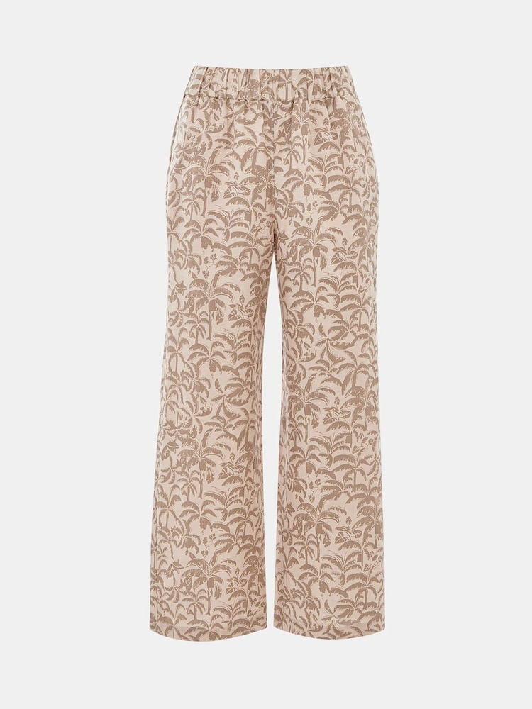Whistles White Palm Print Linen Blend Cropped Trousers - Image 3 of 3