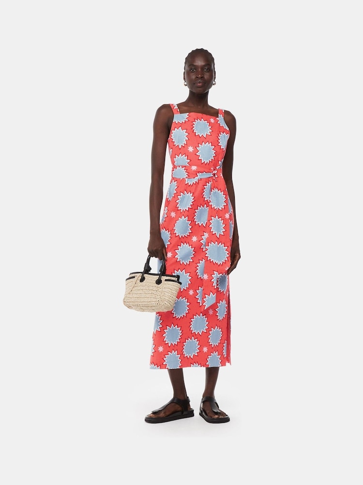 Whistles Orange Sunburst Linen Blend Dress - Image 1 of 5