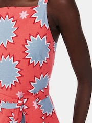 Whistles Orange Sunburst Linen Blend Dress - Image 3 of 5
