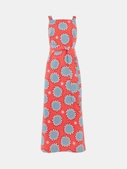 Whistles Orange Sunburst Linen Blend Dress - Image 5 of 5