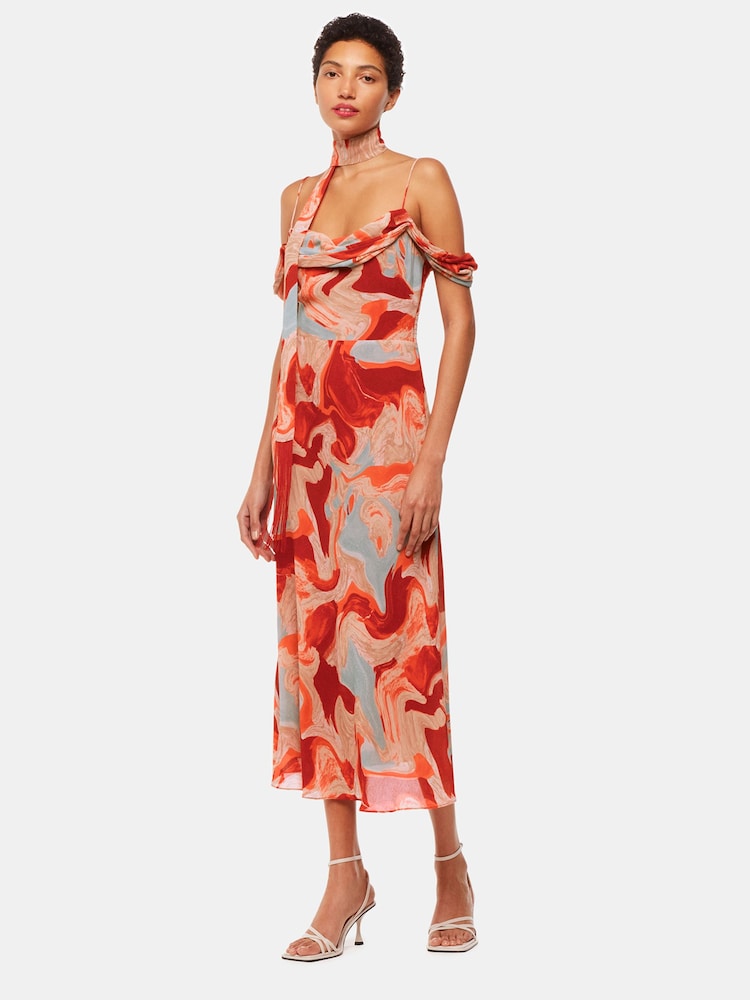 Whistles Red Marble Print Dress - Image 2 of 5