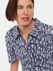 Whistles Blue Flaming Leopard Jumpsuit With Linen - Image 4 of 5