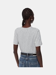 Whistles Grey Emily Ultimate Stripe 100% Cotton T-Shirt - Image 2 of 5
