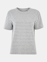 Whistles Grey Emily Ultimate Stripe 100% Cotton T-Shirt - Image 5 of 5