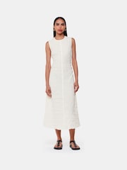 Whistles White Ruched Lori Midi Dress - Image 2 of 6