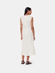Whistles White Ruched Lori Midi Dress - Image 3 of 6