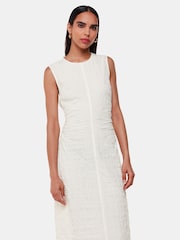 Whistles White Ruched Lori Midi Dress - Image 4 of 6