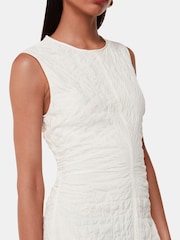 Whistles White Ruched Lori Midi Dress - Image 5 of 6
