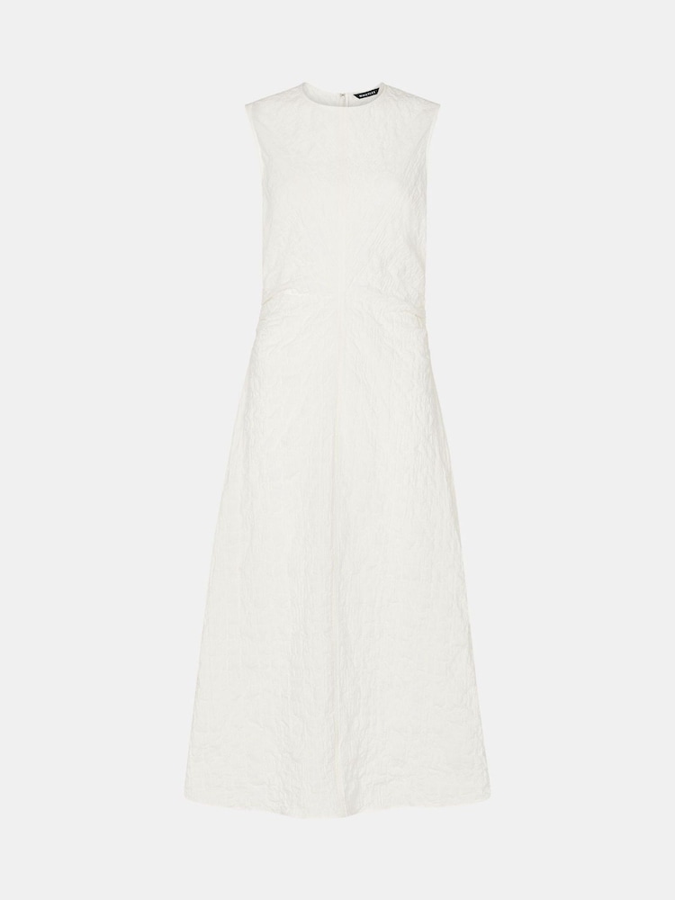 Whistles White Ruched Lori Midi Dress - Image 6 of 6