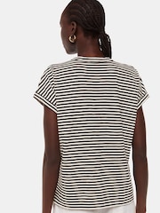 Whistles Black Stripe Julia Button 100% Cotton Top - Image 2 of 5