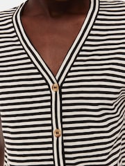 Whistles Black Stripe Julia Button 100% Cotton Top - Image 3 of 5