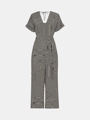 Whistles Black Angled Stripe Jumpsuit - Image 5 of 5