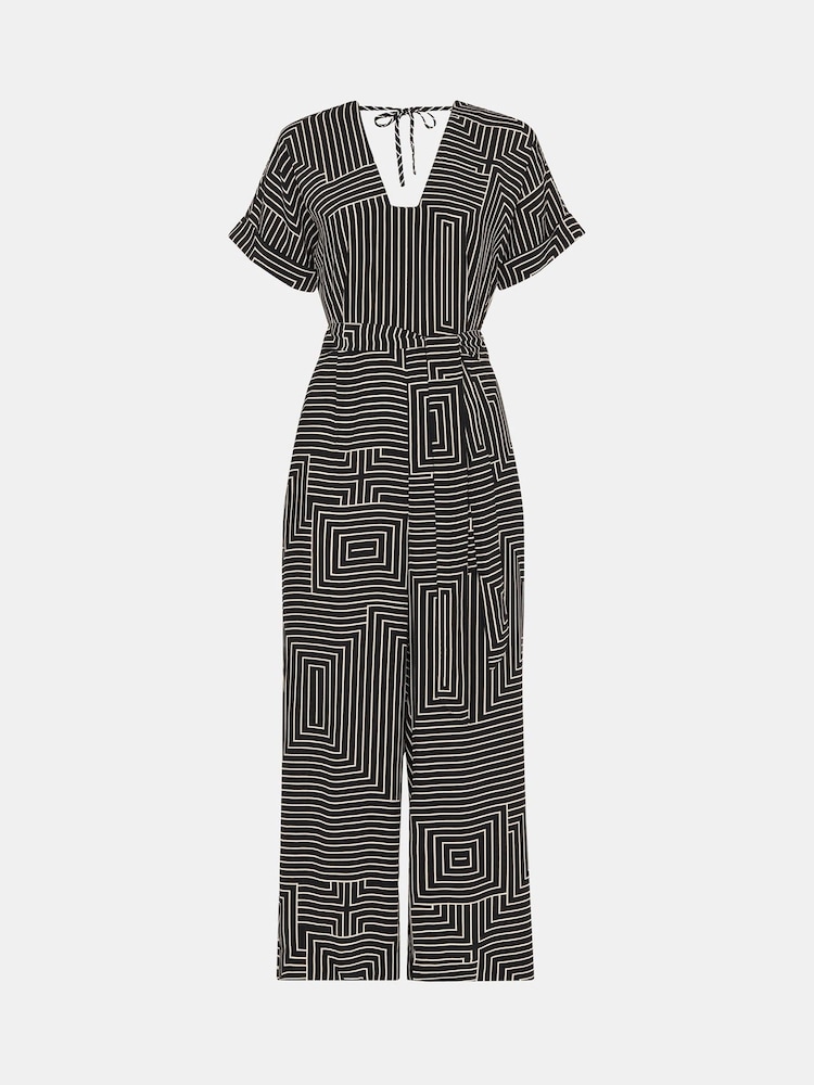 Whistles Black Angled Stripe Jumpsuit - Image 5 of 5 Whistles Black Angled Stripe Jumpsuit - Image 5 of 5