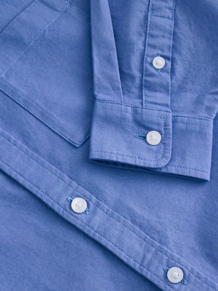 Bright Blue Relaxed Fit Long Sleeve Oxford Shirt (3-16yrs) - Image 9 of 9