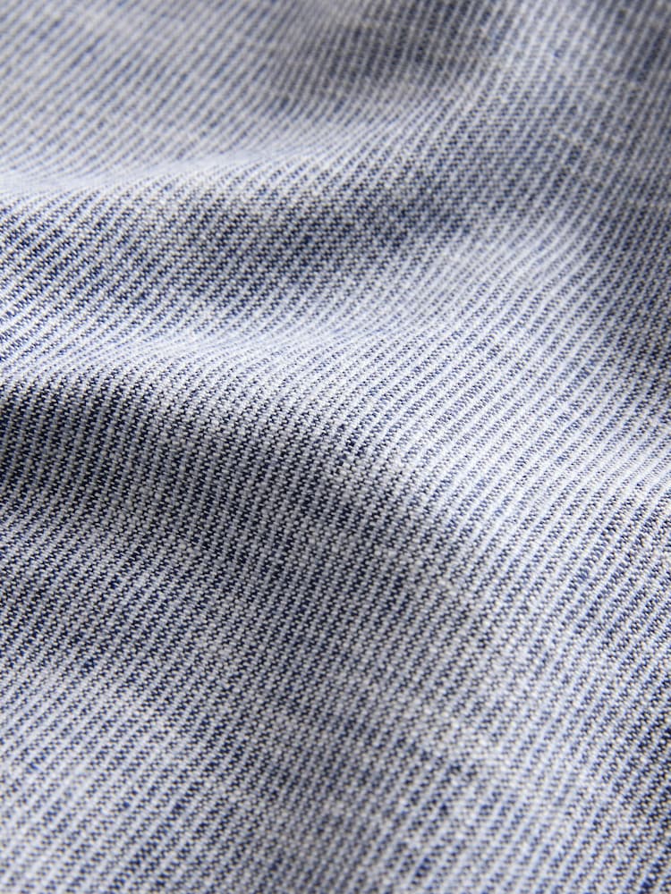 Blue Long Sleeve Grandad Collar Cotton/Linen Mix Texture Shirt (3-16yrs) - Image 5 of 5