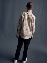Neutral Check Long Sleeve 100% Cotton Shirt (3-16yrs) - Image 2 of 6