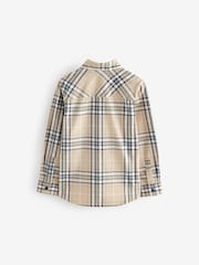 Neutral Check Long Sleeve 100% Cotton Shirt (3-16yrs) - Image 4 of 6
