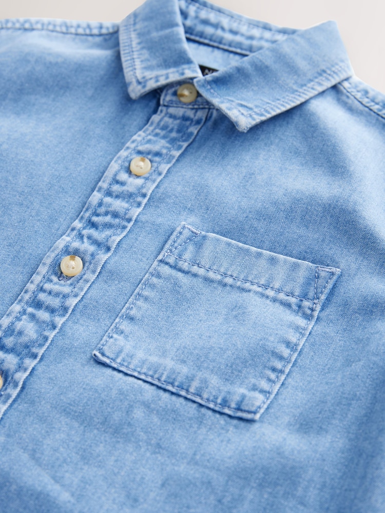 Blue Denim Long Sleeve Denim Shirt (3-16yrs) - Image 3 of 4