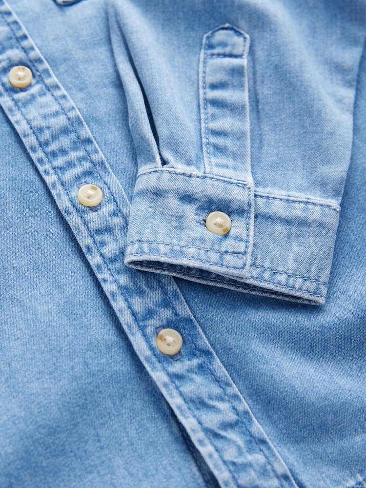 Blue Denim Long Sleeve Denim Shirt (3-16yrs) - Image 4 of 4