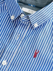 Blue Stripe 100% Cotton Long Sleeve Stripe Shirt (3-16yrs) - Image 5 of 6