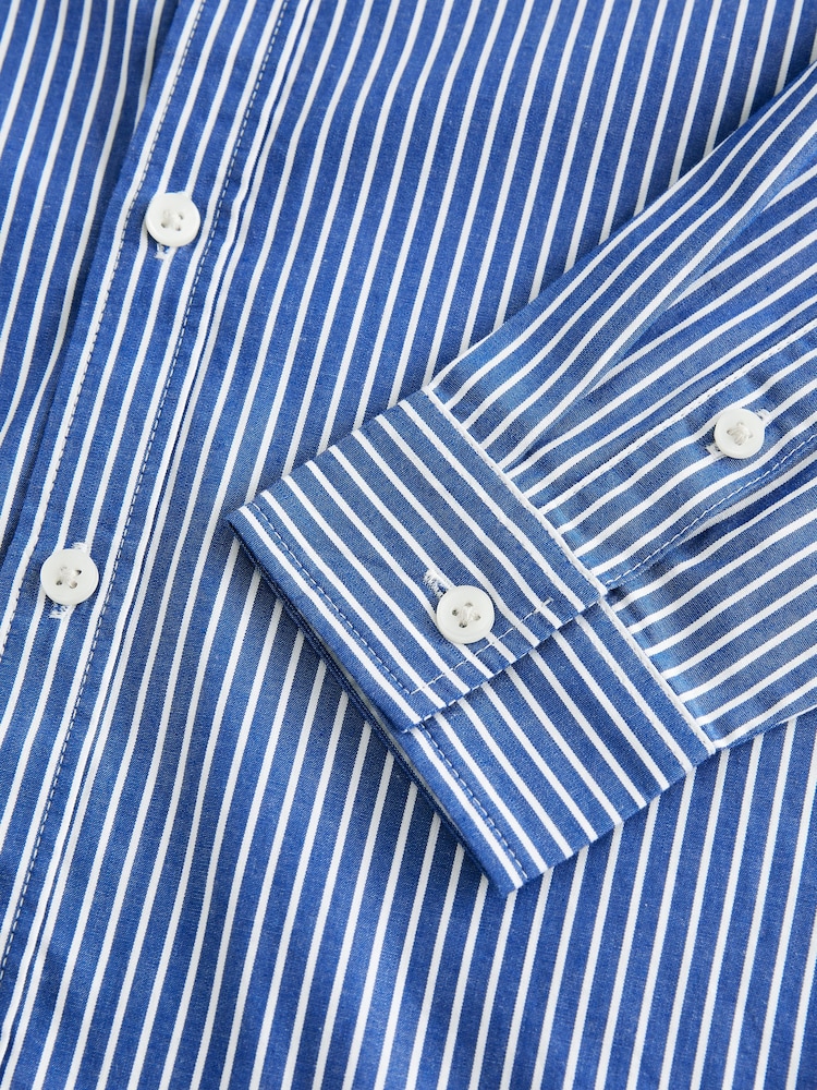 Blue Stripe 100% Cotton Long Sleeve Stripe Shirt (3-16yrs) - Image 6 of 6