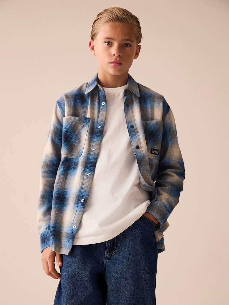 Cobalt Blue Subscribe 100% Cotton Long Sleeve Check Shirt (3-16yrs) - Image 1 of 5
