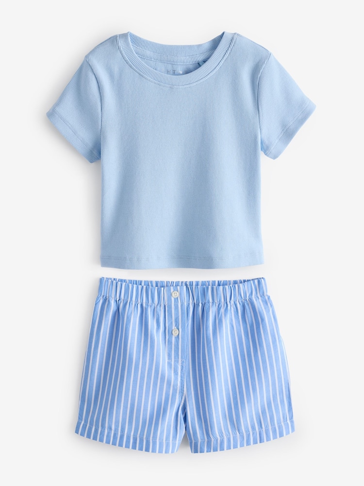 Blue/Pink Woven Bottom Pyjamas 2 Pack (3-16yrs) - Image 2 of 7