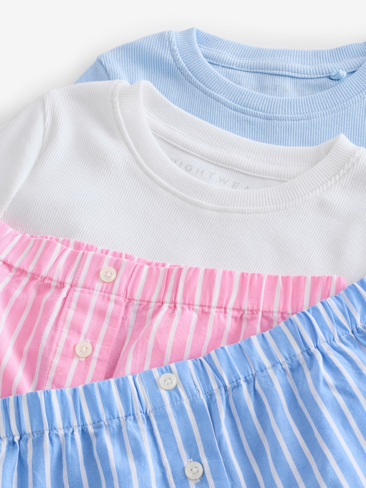 Blue/Pink Woven Check Pyjamas 2 Pack (3-16yrs) - Image 2 of 4