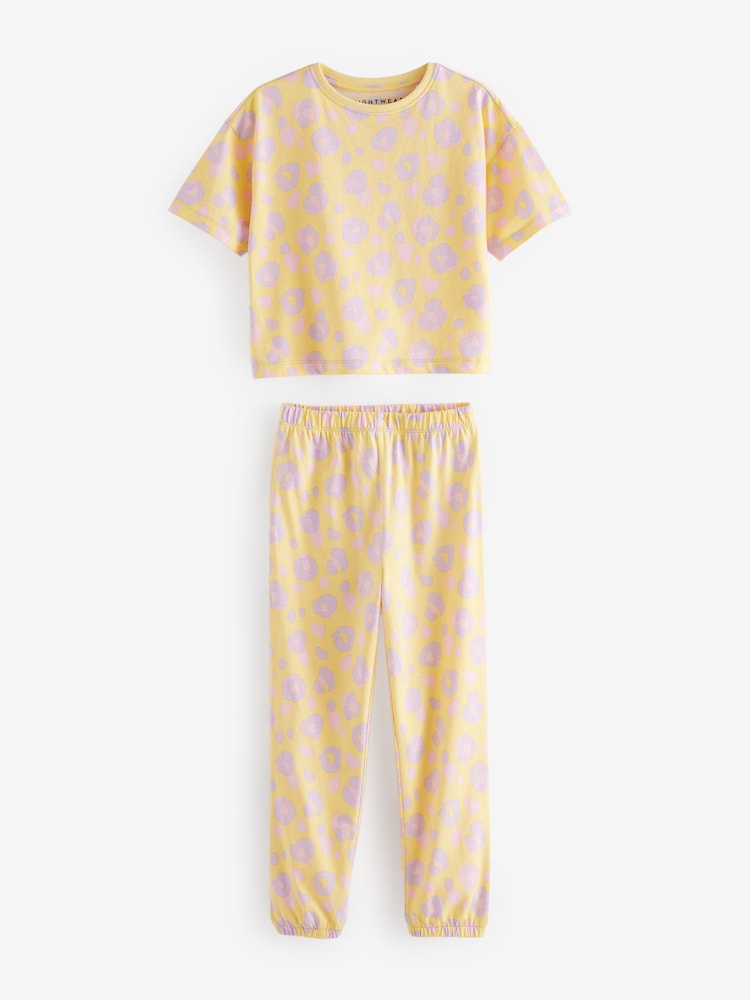 Yellow/Blue Animal Print Joggers Pyjamas 3 Pack (3-16yrs) - Image 4 of 9