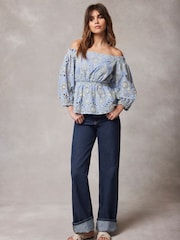 Mint Velvet Blue Broderie Anglais Top - Image 2 of 4