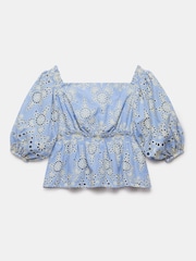 Mint Velvet Blue Broderie Anglais Top - Image 3 of 4