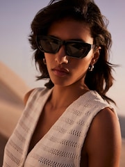 Mint Velvet Black Rectangular Sunglasses - Image 1 of 2