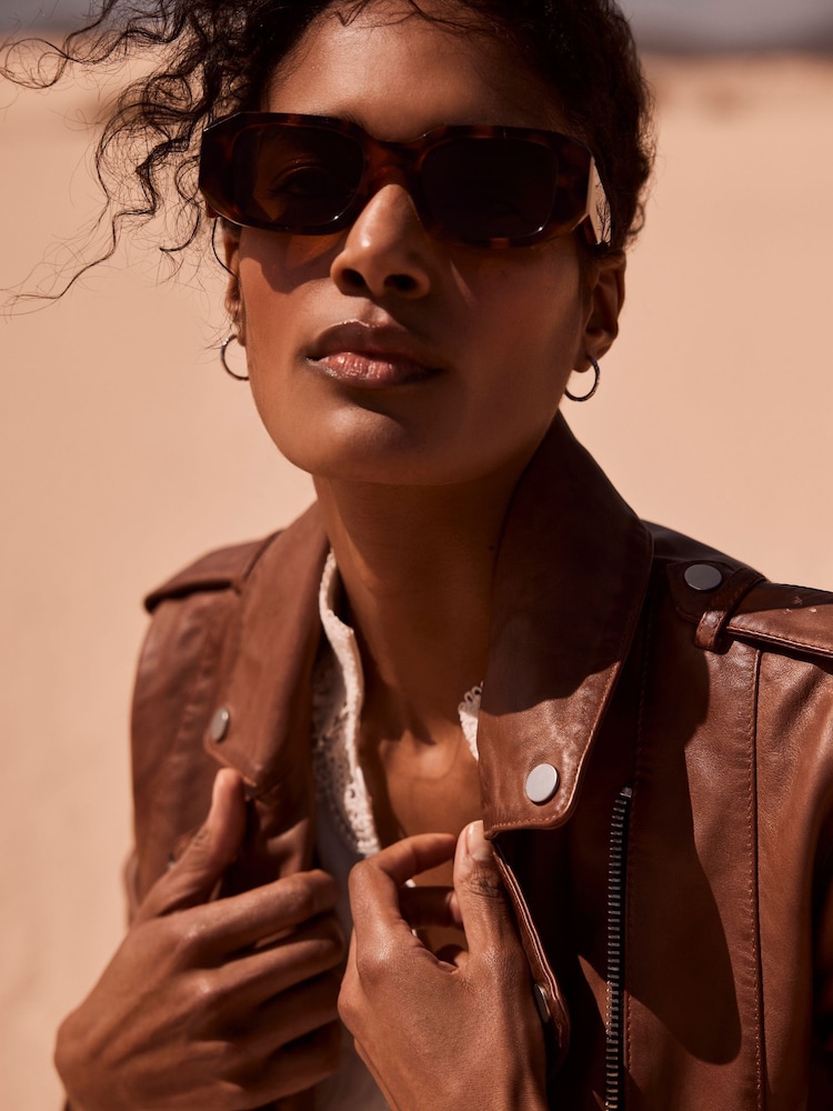 Mint Velvet Brown Rectangular Sunglasses - Image 1 of 6