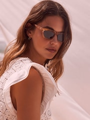 Mint Velvet Yellow Rectangular Sunglasses - Image 2 of 4