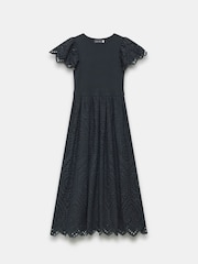 Mint Velvet Black Broderie Midi Dress - Image 3 of 4