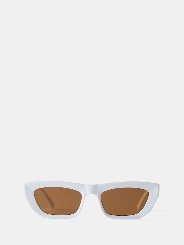 Mint Velvet Cream Rectangular Sunglasses - Image 1 of 6