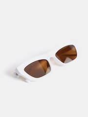 Mint Velvet Cream Rectangular Sunglasses - Image 3 of 6