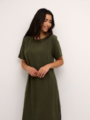 Kaffe Green Liny Above The Knee Short Sleeve Dress - Image 1 of 6