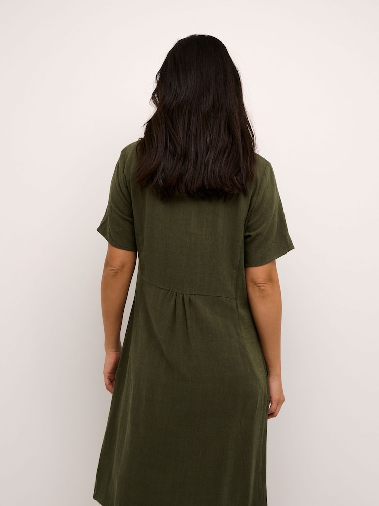 Kaffe Green Liny Above The Knee Short Sleeve Dress - Image 2 of 6