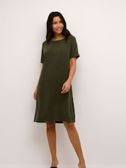 Kaffe Green Liny Above The Knee Short Sleeve Dress - Image 3 of 6