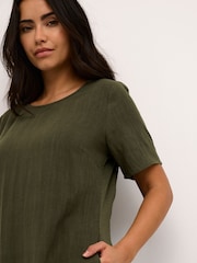 Kaffe Green Liny Above The Knee Short Sleeve Dress - Image 4 of 6