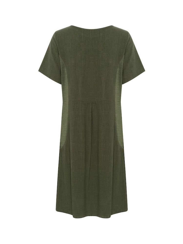 Kaffe Green Liny Above The Knee Short Sleeve Dress - Image 6 of 6